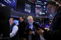 The Dow Jones Industrial Average falls 46.20 points, or 0.13 per cent, at the open to 35,104.84.