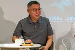 Ko Wen-je, presidential candidate from the Taiwan People’s Party (TPP), takes part in a campaigning event in Taipei on Aug 11, 2023. 