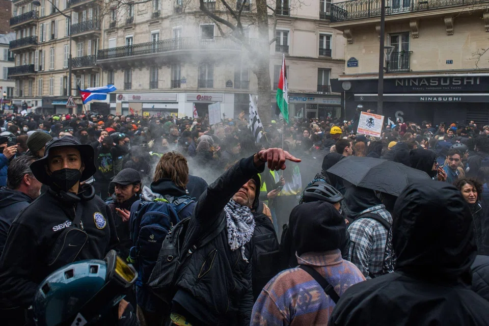 The slump was led by France, which has been battered by strikes, though Germany’s struggling factories also played a role.