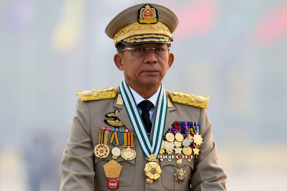 Min Aung Hlaing, who ousted the elected government in a coup, says international condemnation of his military rule was based on false narratives by a shadow National Unity Government. 