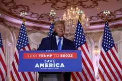 Former US President Donald Trump speaks during an event at Mar-a-Lago, Palm Beach, Florida on Nov 8, 2022.