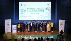 Key figures at the Youth Co:Lab Summit gathering for a group photograph, including Deputy Director of UNDP’s Regional Bureau for Asia and the Pacific Christophe Bahuet (third from left), guest-of-honour Minister of State for Culture, Community and Youth, Alvin Tan (eighth from left), and Citi’s head of South Asia and Asean, Amol Gupte (ninth from left). 