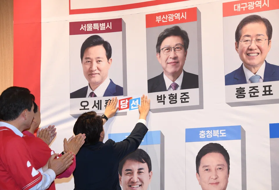South Korea’s ruling party won a landslide victory in local elections for leaders of major cities and provinces, official results showed on Thursday.