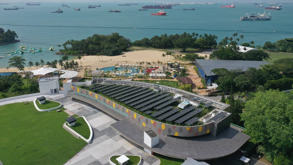 Solar panels have been installed across 46 locations on Sentosa island, including the rooftop of Palawan Kidz City (above). 