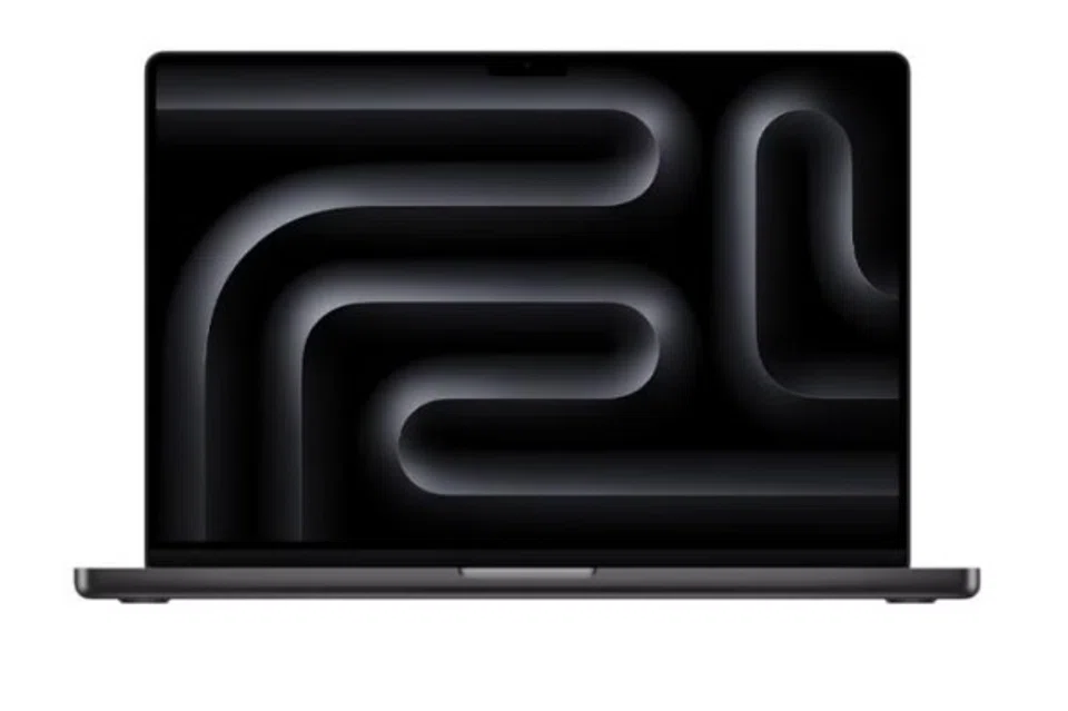 The new MacBook Pro 16" in Space Black. The new computers and the M3, M3 Pro and M3 Max chips were unveiled at an online event.