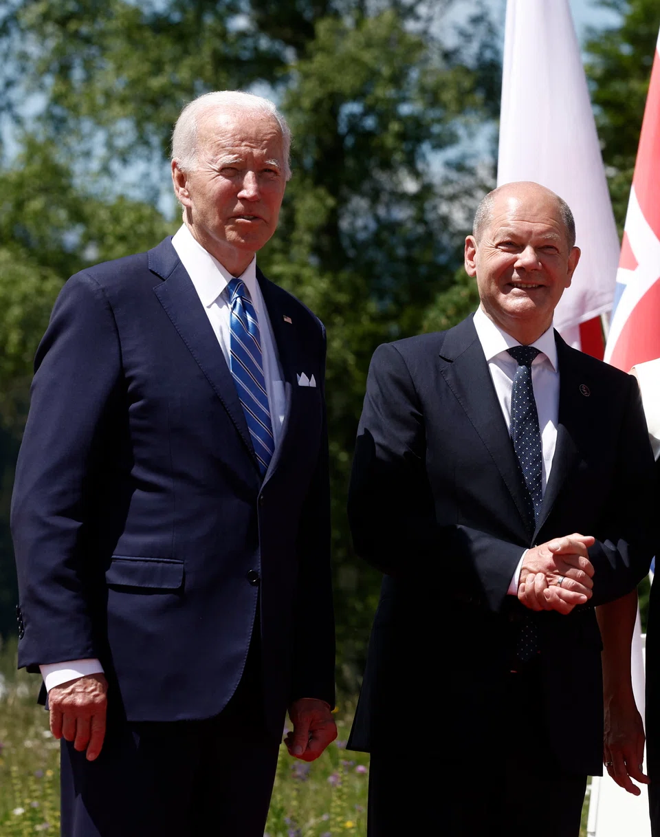 At the start of a bilateral meeting, Biden thanked German Chancellor Olaf Scholz for showing leadership on Ukraine and said Russian President Vladimir Putin had failed to break their unity