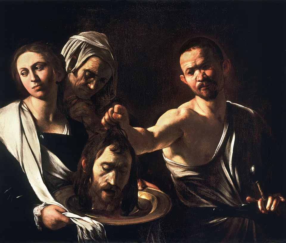 Caravaggio's famous painting of Salome with the severed head of Jokanaan on a platter.