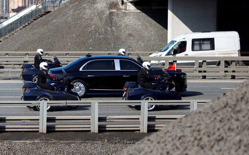 A motorcade transporting members of the Chinese delegation, including President Xi Jinping, upon their arrival in Moscow, Russia, on Mar 20, 2023. 