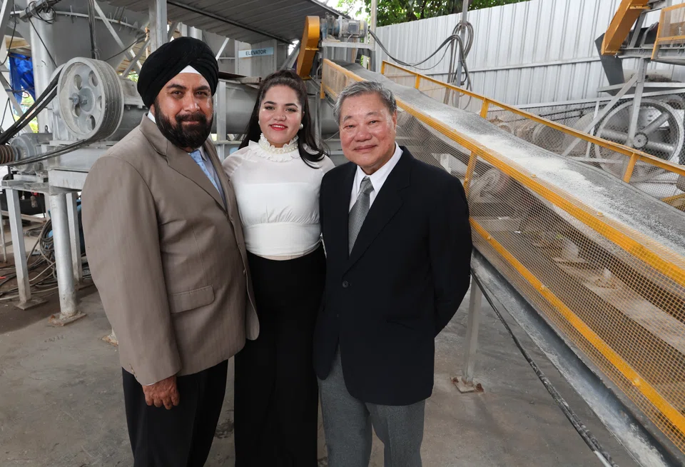 From left: Abraclean chairman Gurmit Singh, director Aneesha Sachdev, and director Lau Kee Siong.