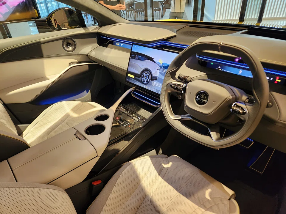 The interior of the Lotus Eletre electric SUV.