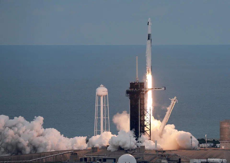 The crew lifted off atop a Falcon 9 rocket on Sunday  evening from the Kennedy Space Center in Florida.