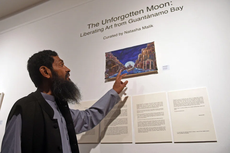 In “The Unforgotten Moon: Liberating Art from Guantanamo Bay", around two dozen pieces that Ahmed Rabbani was allowed to take from prison are on display – alongside works by local artists who have “re-imagined” paintings that were confiscated.