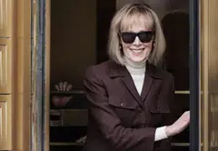 E. Jean Carroll leaves a federal court house after the jury found that former US president Donald J. Trump was liable for sexually abusing and defaming her but not liable for raping her, New York, May 9, 2023. 