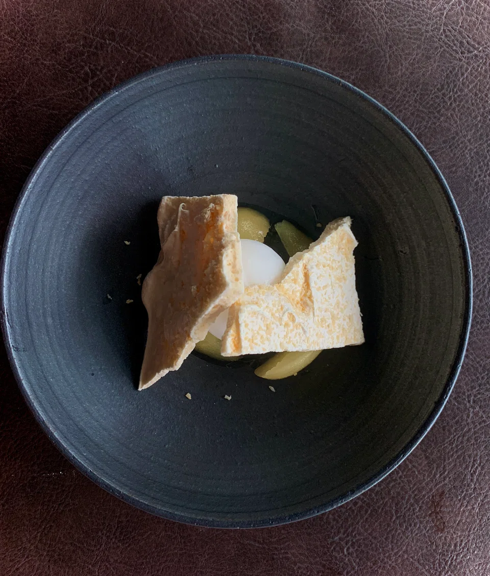 Coconut-lychee sorbet and aloe vera make a refreshing dessert.