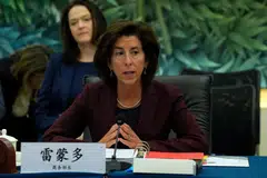 US Commerce Secretary Gina Raimondo (above) is holding three days of talks with Chinese and business leaders to boost ties. Raimondo on Monday met with counterpart Wang Wentao for just over two hours.