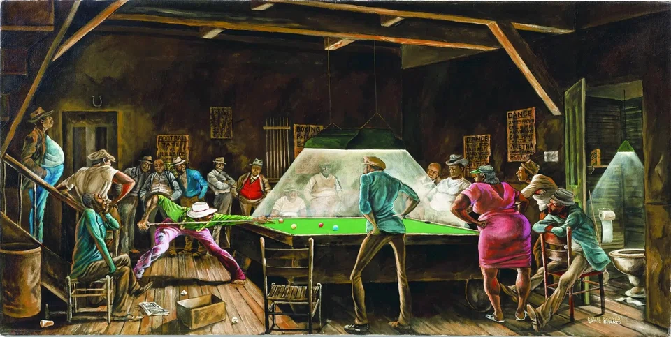 “Main Street Pool Hall”, circa 1976, by Ernie Barnes, sold for US$1.3 million at Christie’s.