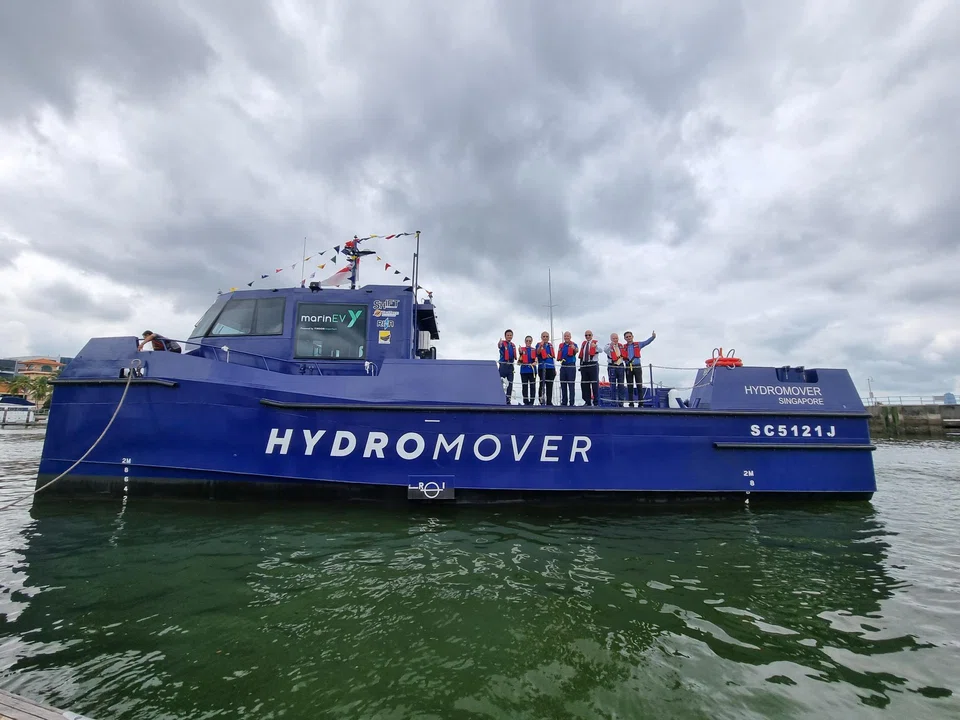 The Hydromover is Singapore's first fully-electric cargo vessel. It can carry 25 tonnes of cargo, has space for 10 passengers and an operating speed of 8 to 10 knots.