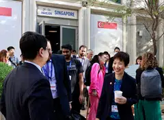 Minister for Sustainability and the Environment Grace Fu at the Singapore Pavilion in Dubai. Observers said Singapore scored some wins at COP28 this year, leading the way for early phase-out of coal plants in the region.