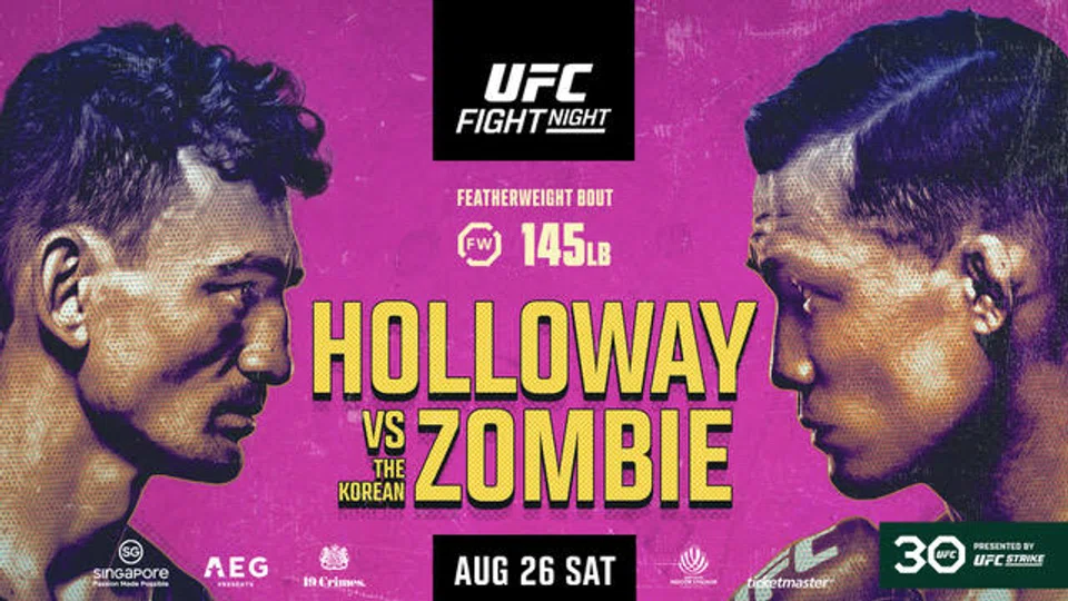 Holloway holds the UFC record for total strikes landed (3.366), while his opponent, Jung, is fan favourite known as a creative grappler with heavy hands.