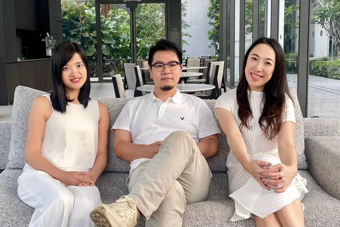 From left: Ruoyun Yang, Steven Li and Trasy Lou Walsh are co-founders of Fluid.