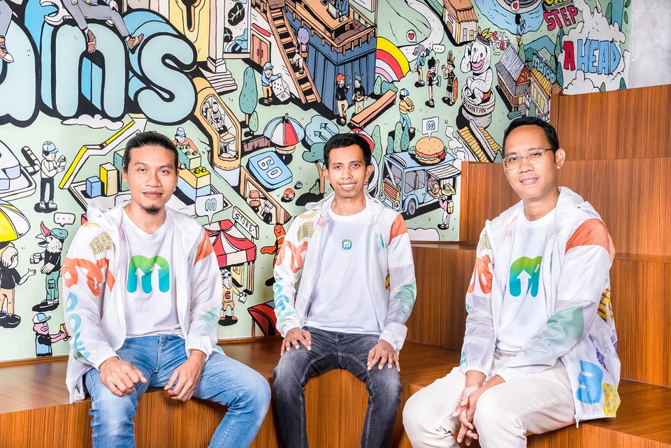 From left: Bayu Indriarko, majoo's vice-president of engineering; Adi Wahyu Rahadi, founder and chief executive officer; Audia Rizal Harahap, co-founder and chief operating officer.