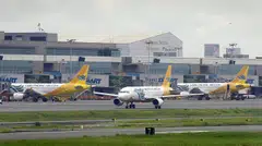 Cebu Pacifi Air planes at at Manila’s Ninoy Aquino International Airport Terminal 3. The flights identified were headed to Cebu, Bicol, Davao and Palawan and the warnings were received by e-mail by air traffic services.