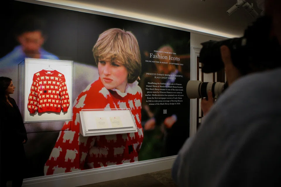 The Princess Diana's sweater, which will headline Sotheby’s Fashion Icons Aug 31-Sep 14 online sale, is rediscovered in an attic earlier this year by one of the brand’s founders.