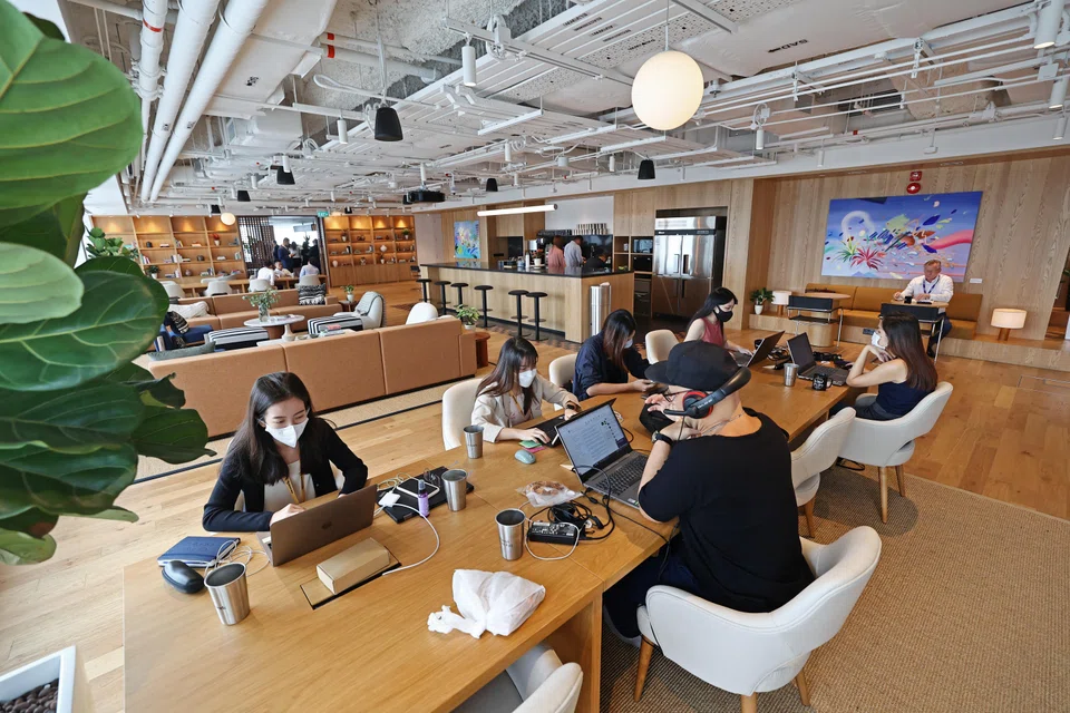 WeWork's premises at 21 Collyer Quay is the co-working operator's largest space in Singapore.
