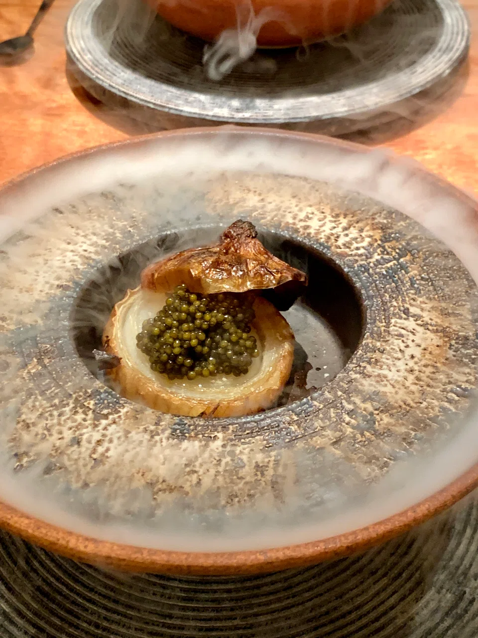 Jinen's roasted onion topped with caviar