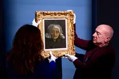 Vincent van Gogh painting, Tete de paysanne a la coiffe blanche (Head of an old farmer's wife with a white hat), painted circa 1884, that will be auctionned at the TEFAF Maastricht art fair.