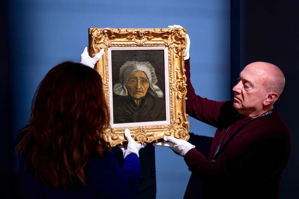 Vincent van Gogh painting, Tete de paysanne a la coiffe blanche (Head of an old farmer's wife with a white hat), painted circa 1884, that will be auctionned at the TEFAF Maastricht art fair.