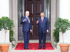Chinese President Xi Jinping meeting with US President Joe Biden at Filoli Estate in Woodside, south of San Francisco, California.