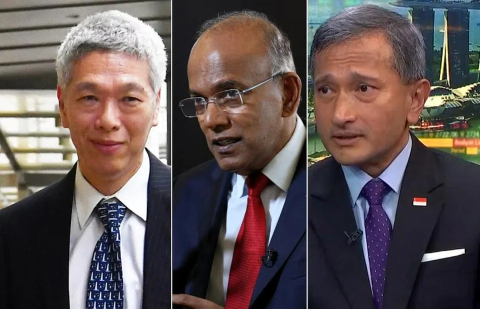The High Court has granted default judgment in favour of ministers K. Shanmugam (centre) and Vivian Balakrishnan (right), after Lee Hsien Yang failed to respond to their defamation suits against him.
