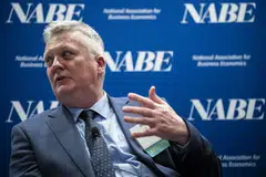 Huw Pill, chief economist at the Bank of England, speaks during the National Association of Business Economics economic policy conference in Washington, DC, Feb 16, 2024. 