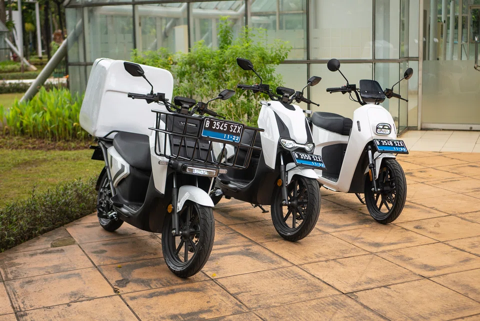 Singaporean electric motorcycle and mobility startup Charged has three models - from left: the Anoa cargo bike, the Rimau urban commuter and the Maleo ride-hailing model. 