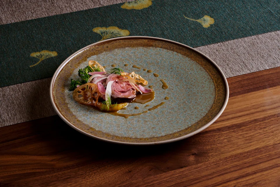 Pyrenees lamb in smoked snapper and lamb jus.