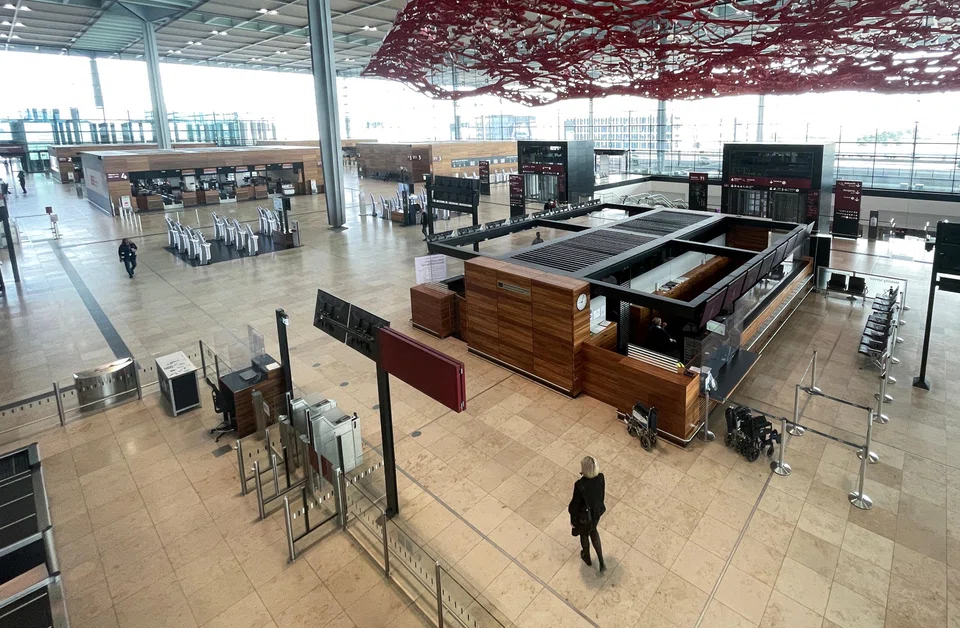 Berlin-Brandenburg airport, which serves the German capital, on Monday (Apr 24) said all departures were cancelled and some landings would also be affected after the Verdi union called security workers out on strike until midnight local time.