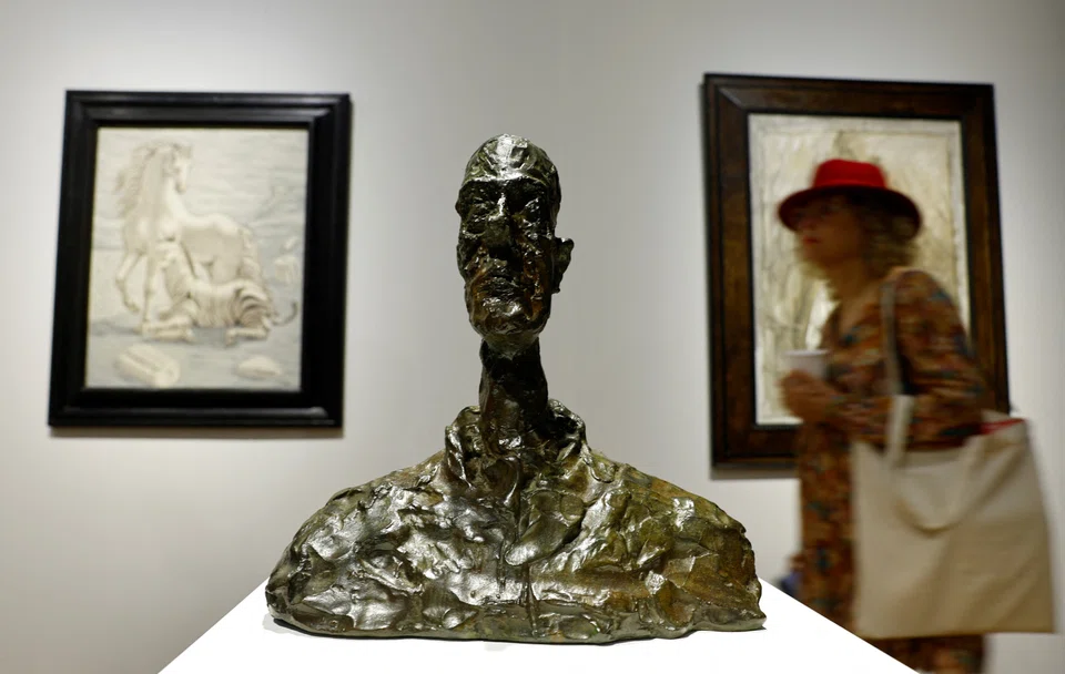 Works by Swiss artist Alberto Giacometti, including "Buste de Diego" (1961, above) , are among those on display at gallery owner Kamel Mennour’s stand in Paris.