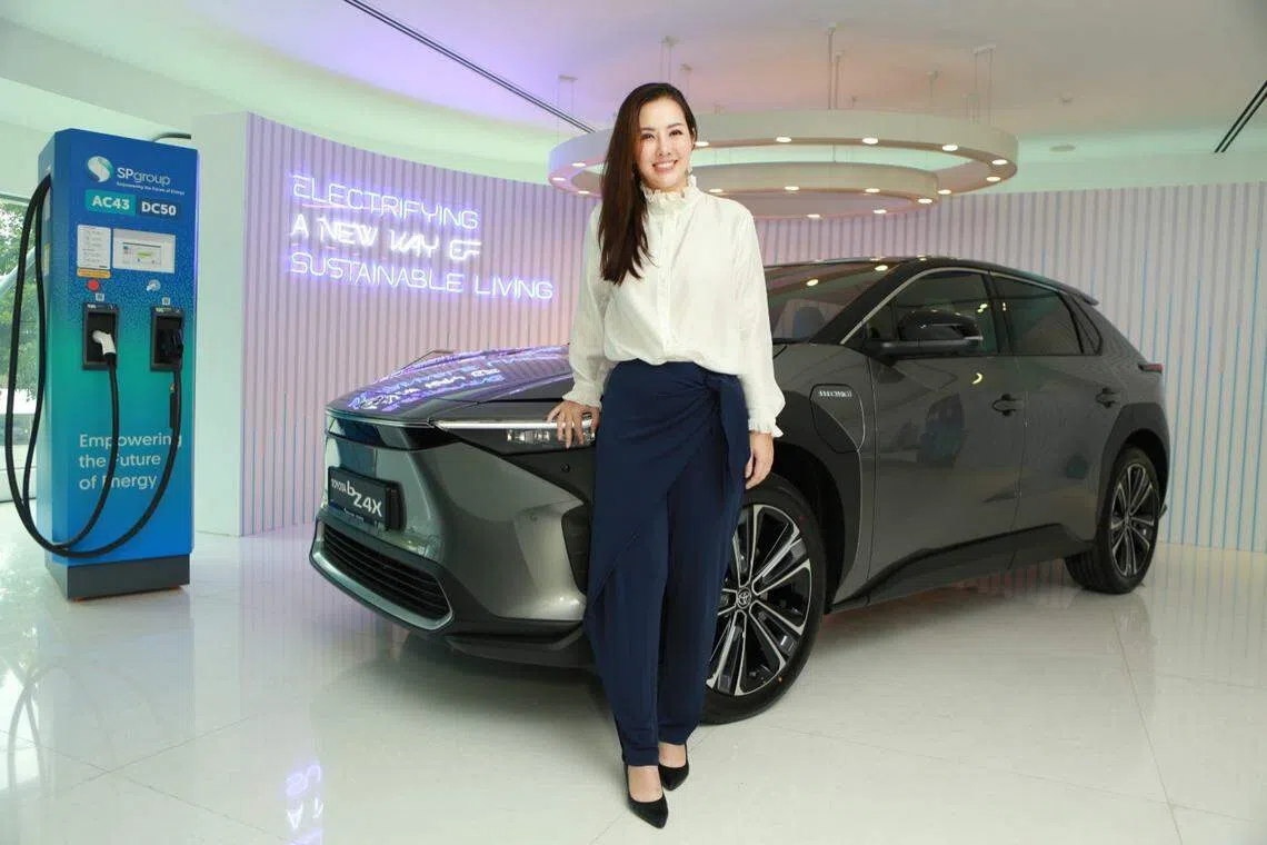 Inchcape Singapore and Greater China CEO Jasmmine Wong with the Toyota bZ4X at its debut in June 2022. 