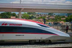 The Jakarta-Bandung high-speed train named 'Whoosh' , launched on Oct 2, 2023, in Padalarang, West Java.