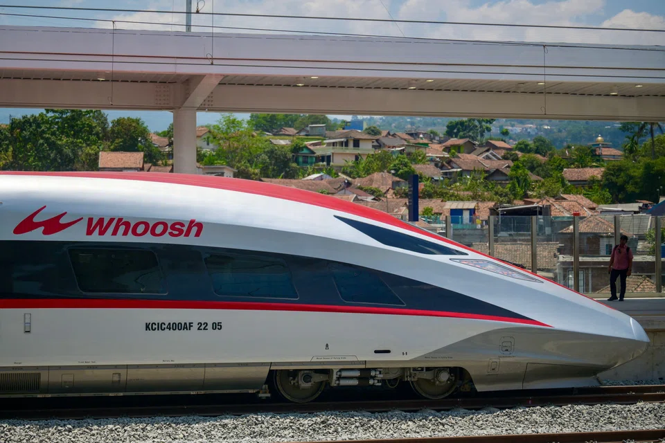 The Jakarta-Bandung high-speed train named 'Whoosh' , launched on Oct 2, 2023, in Padalarang, West Java.