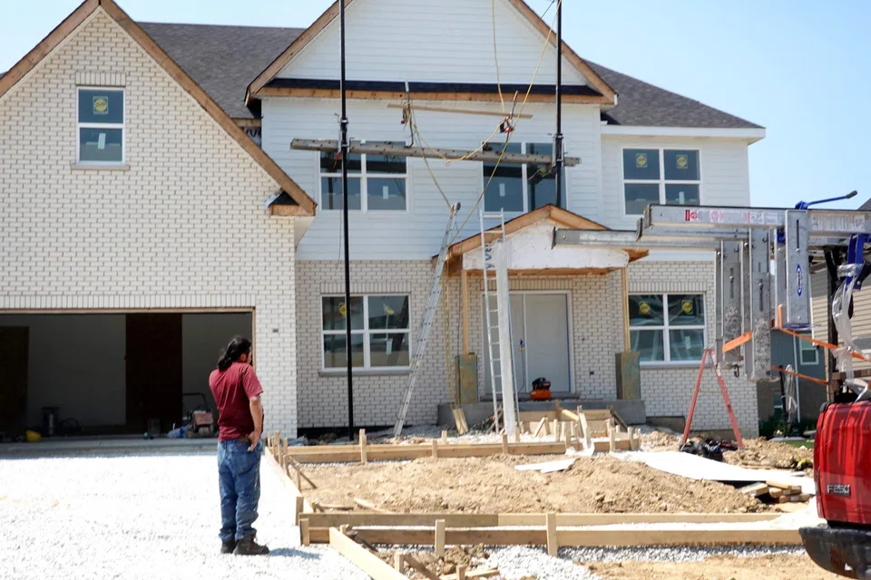 A home being built in Lemont, Illinois, in June. Single-family housing starts, which account for the bulk of homebuilding, dropped 7.0 per cent to a seasonally adjusted annual rate of 935,000 units last month.