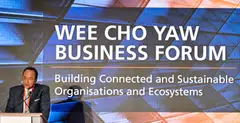 Frederick Chin, UOB's head of group wholesale banking and markets, delivering a keynote speech to kick off the 12th Wee Cho Yaw Business Forum on Mar 17.