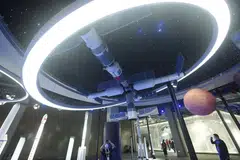 A model of China's Tiangong space station at the Apsara Conference in Hangzhou, Zhejiang province, on October 19, 2021. 