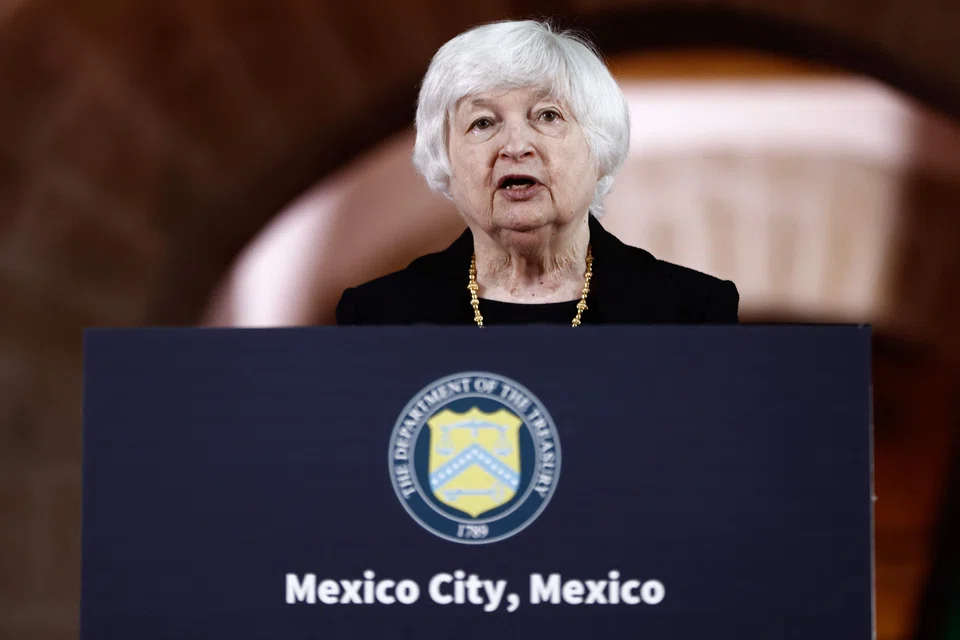 US Treasury Secretary Janet Yellen speaks during a press conference in Mexico City, Mexico, Nov 6, 2023. 
