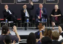 The Iosco panel discussion at the Singapore Fintech Festival. From left are Jean-Paul Servais, chair of the Iosco Board; Lim Tuang Lee, MAS assistant MD for  capital markets and chair of the Iosco Fintech Task Force; Matthew Long, director of payments and digital assets, Financial Conduct Authority; and Valerie Szczepanik, director of FinHub at the US SEC. 