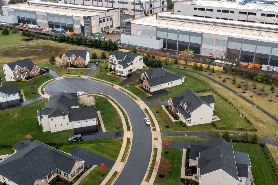 An Amazon data centre under construction near homes in Stone Ridge, Virginia.