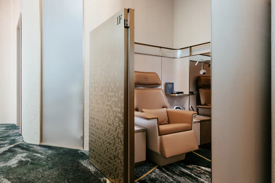 Minmed's screening centre at Jewel Changi Airport is designed to resemble first-class travel amenities. 