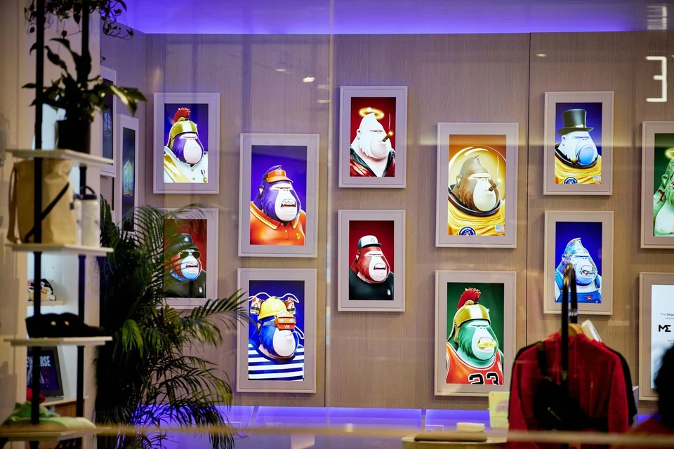 An NFT gallery at the Solana Space retail store at Hudson Yards in New York. SOL has dropped 51.14 per cent since the furore around FTX began unfolding on Nov 2.