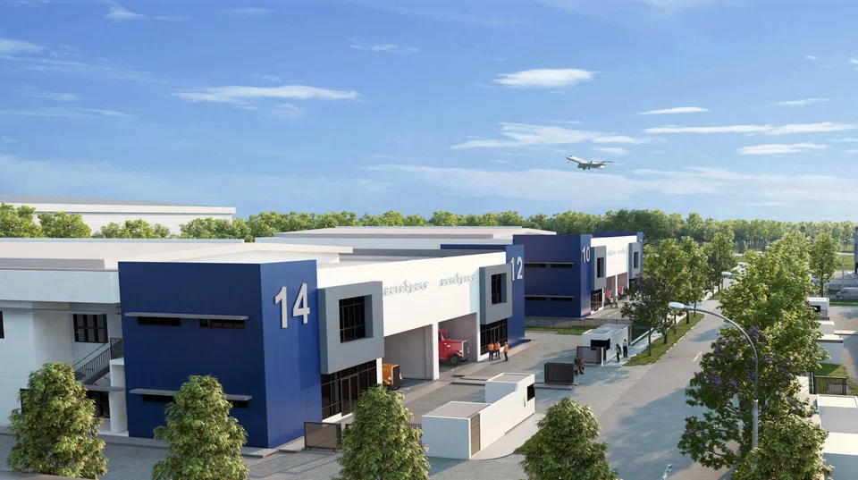 A rendering of the JTC aeroSpace Four, which will be the first standard factory at the Seletar Aerospace Park that will feature green infrastructure solution.